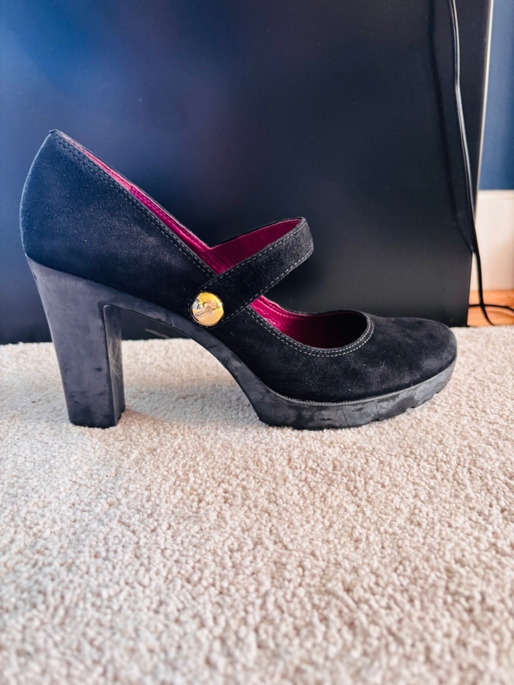 Coach Mary Janes Black with Violet Insole sz 8
